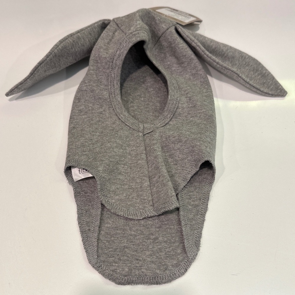 Huttelihut Baby Bunny Ear Balaclava Hat Grey Cotton NWT 0-3M 460521